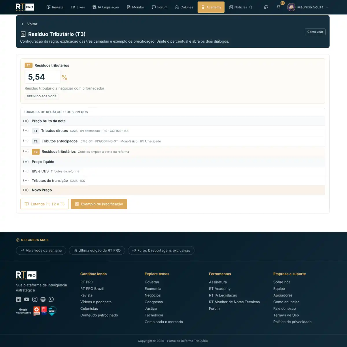 Simulador de Resíduo Tributário do Portal da Reforma Tributária